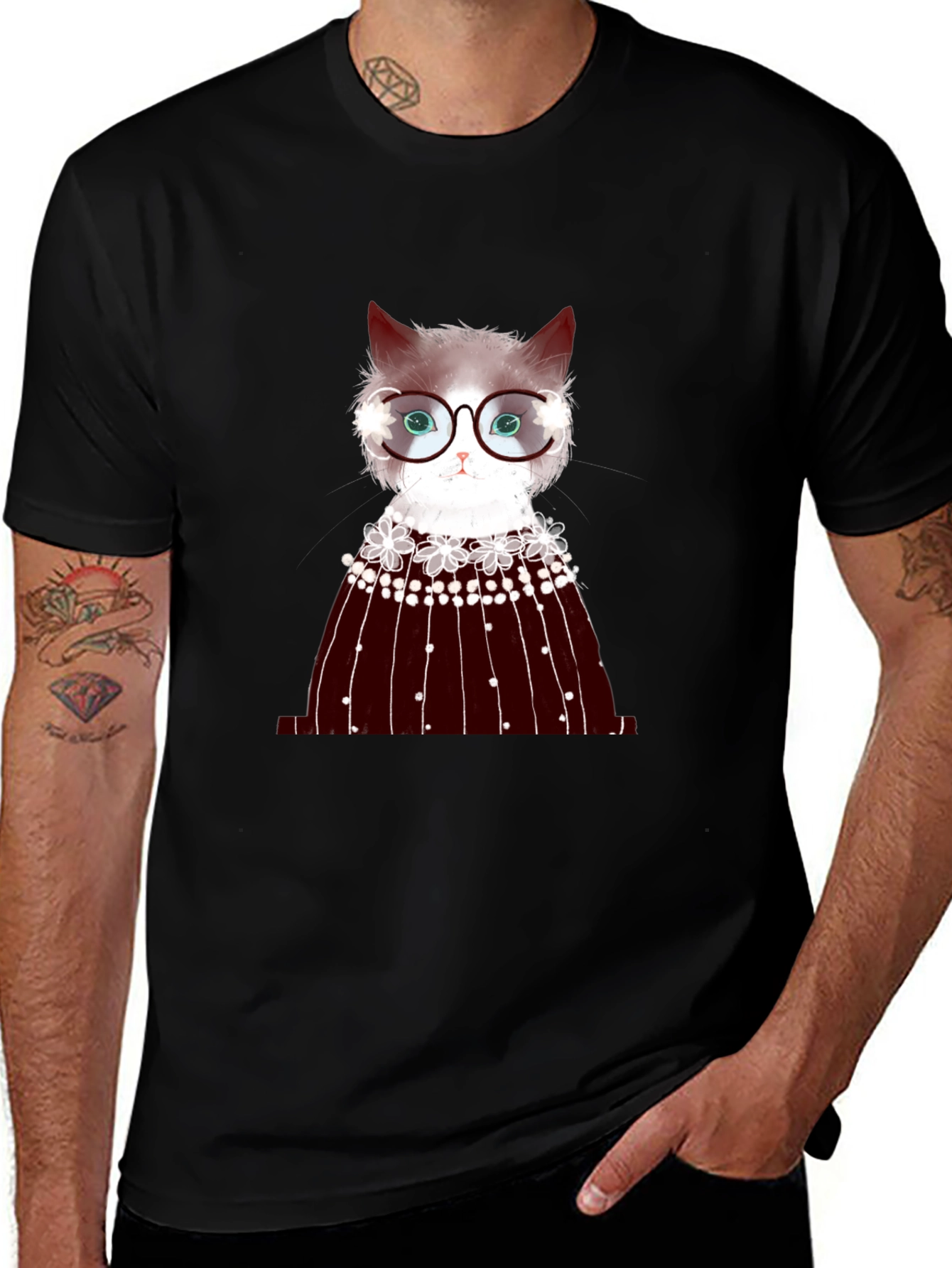 Cat in Glasses Graphic Tee