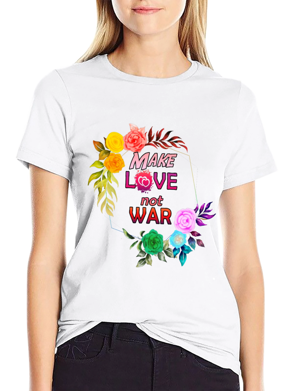 Make Love Not War Floral Graphic T-Shirt