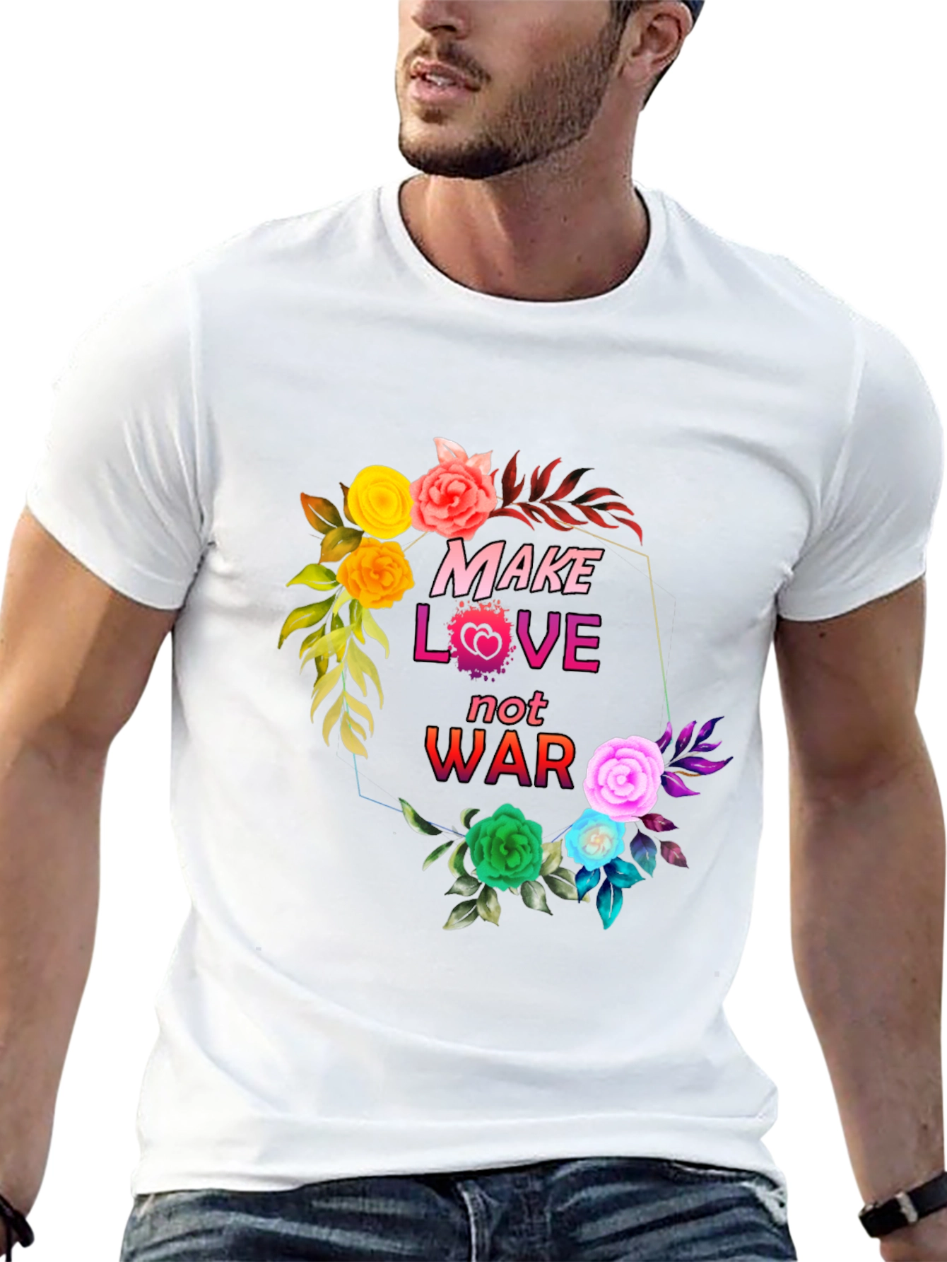 Make Love Not War Floral Graphic T-Shirt