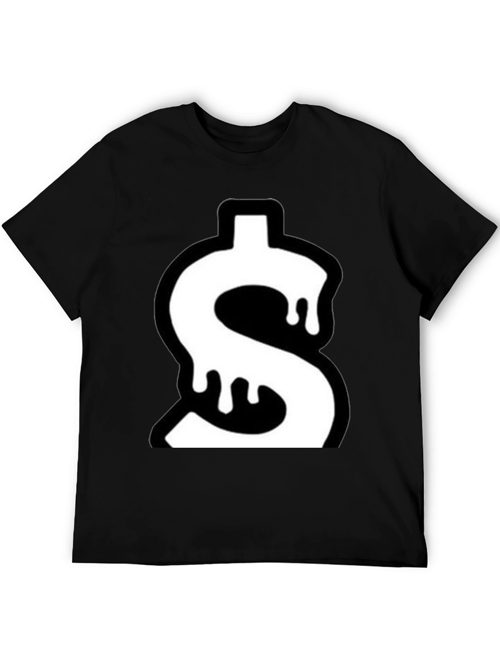 Dripping Dollar Sign Graphic Tee - Black Cotton Blend