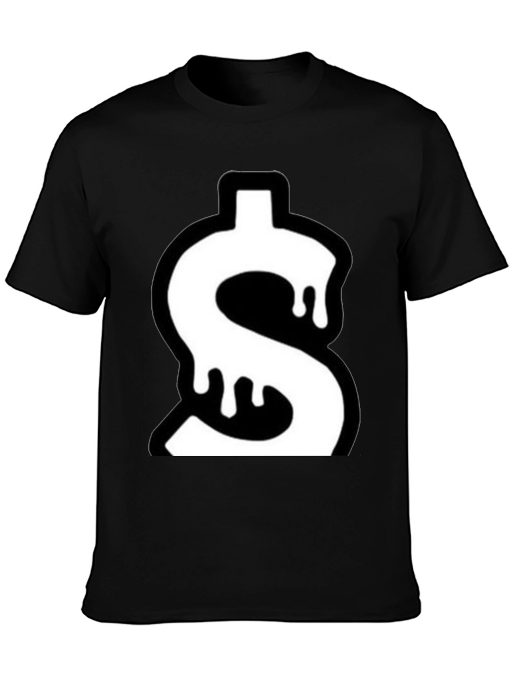 Dripping Dollar Sign Graphic Tee - Black Cotton Blend