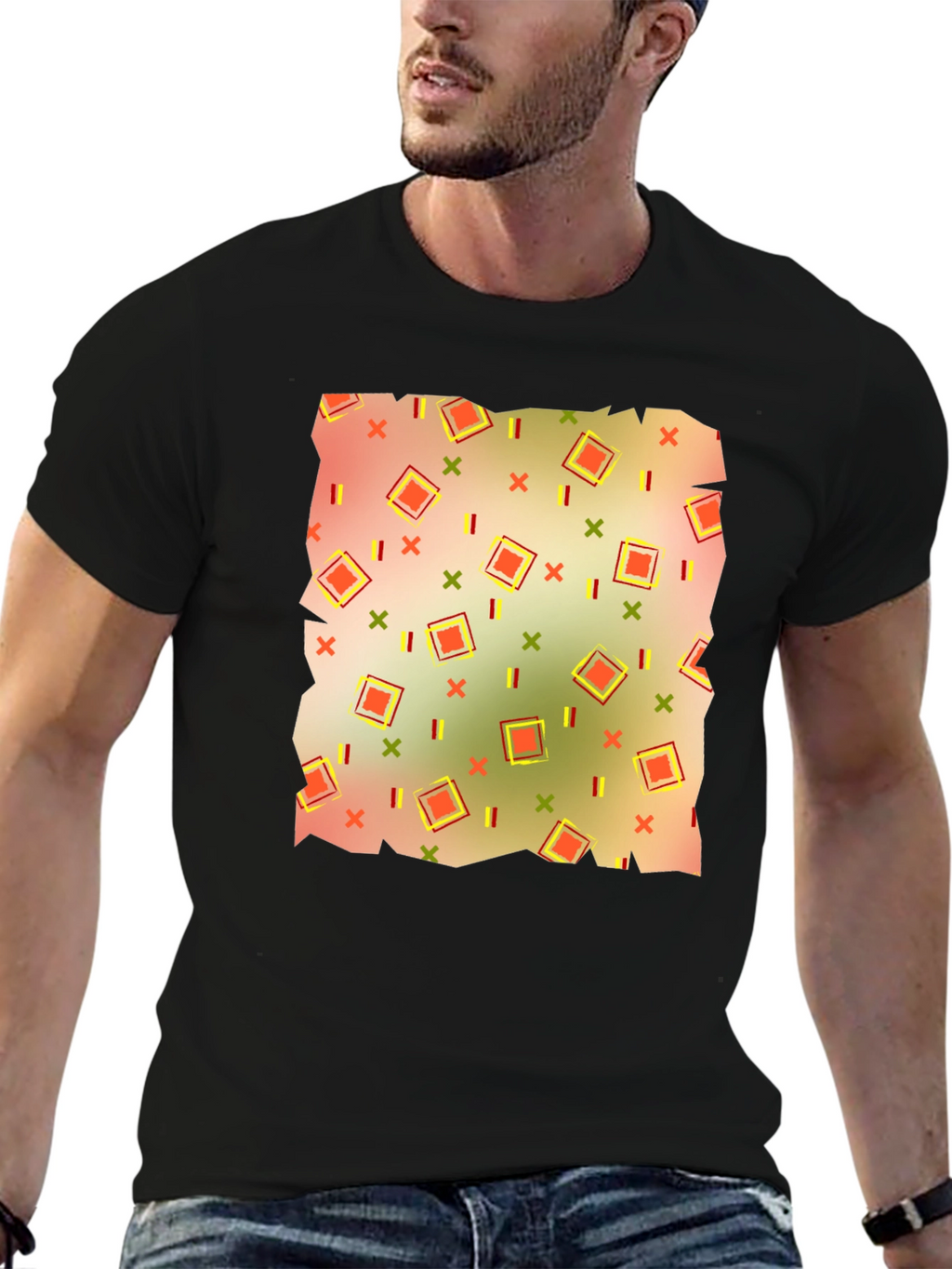 Retro Patterned Mens T-Shirt