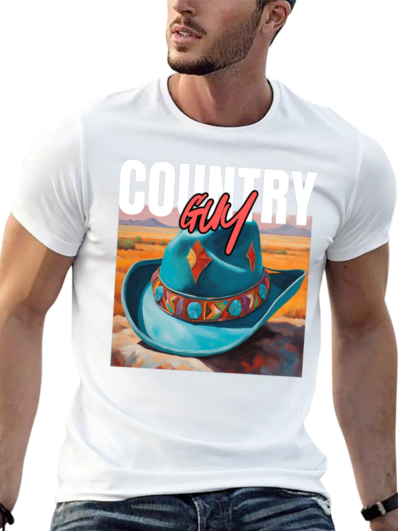 Country Guy Graphic Tee - Western Cowboy Hat Design