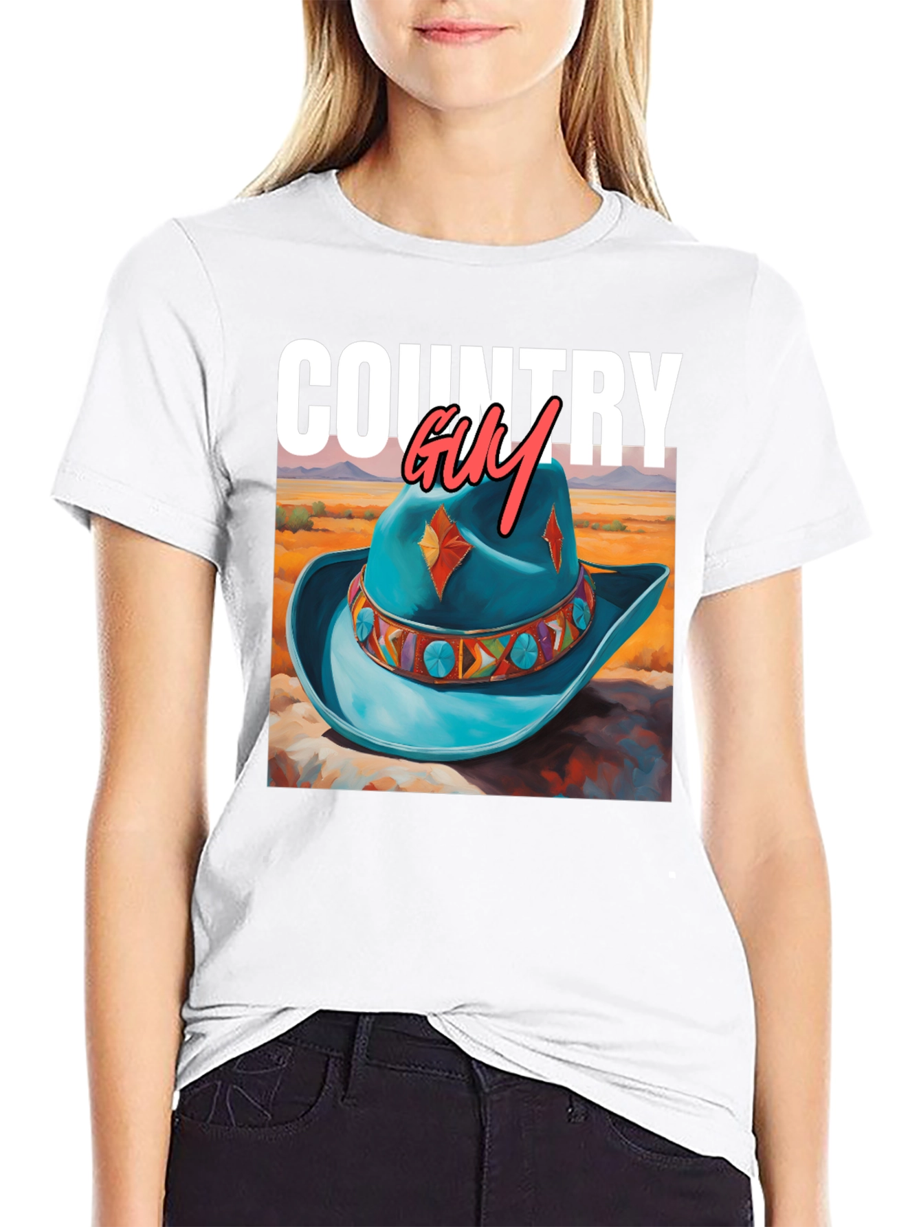 Country Guy Graphic Tee - Western Cowboy Hat Design