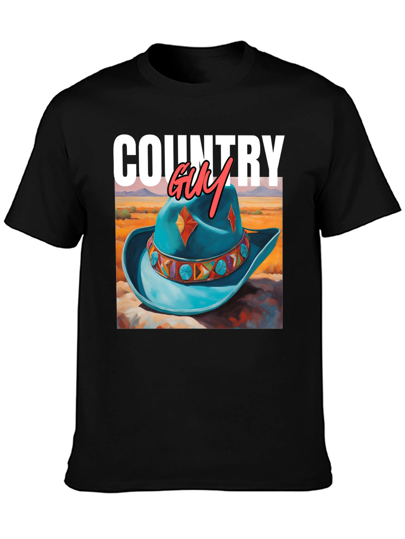 Country Guy Graphic Tee - Western Cowboy Hat Design
