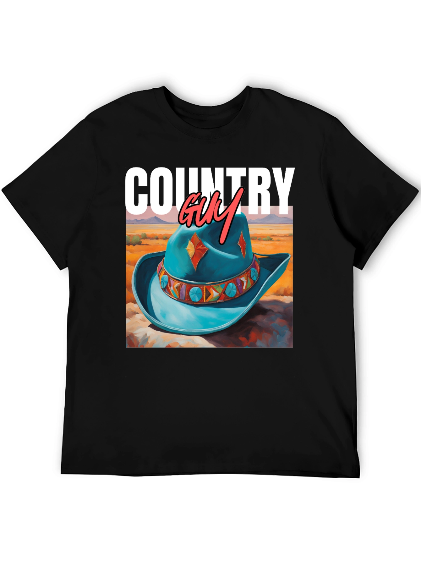 Country Guy Graphic Tee - Western Cowboy Hat Design