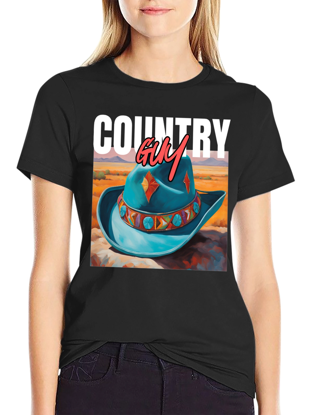Country Guy Graphic Tee - Western Cowboy Hat Design
