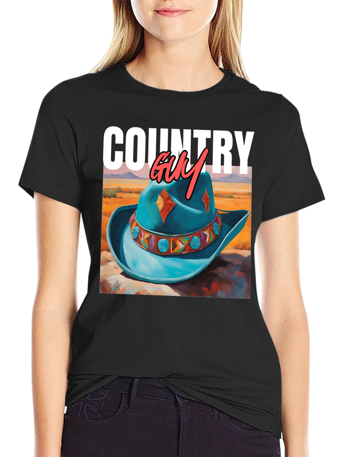 Country Guy Graphic Tee - Western Cowboy Hat Design