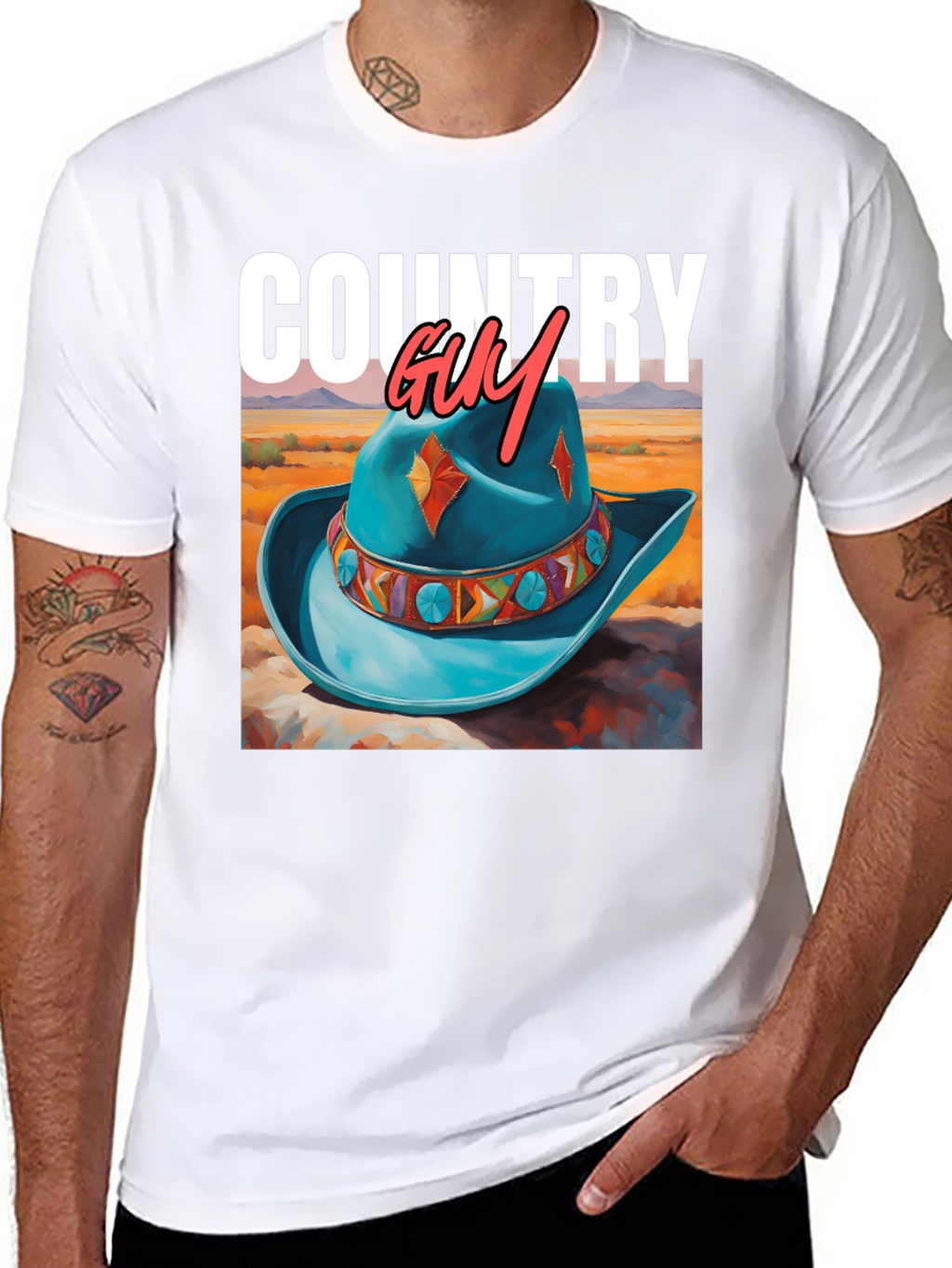 Country Guy Graphic Tee - Western Cowboy Hat Design