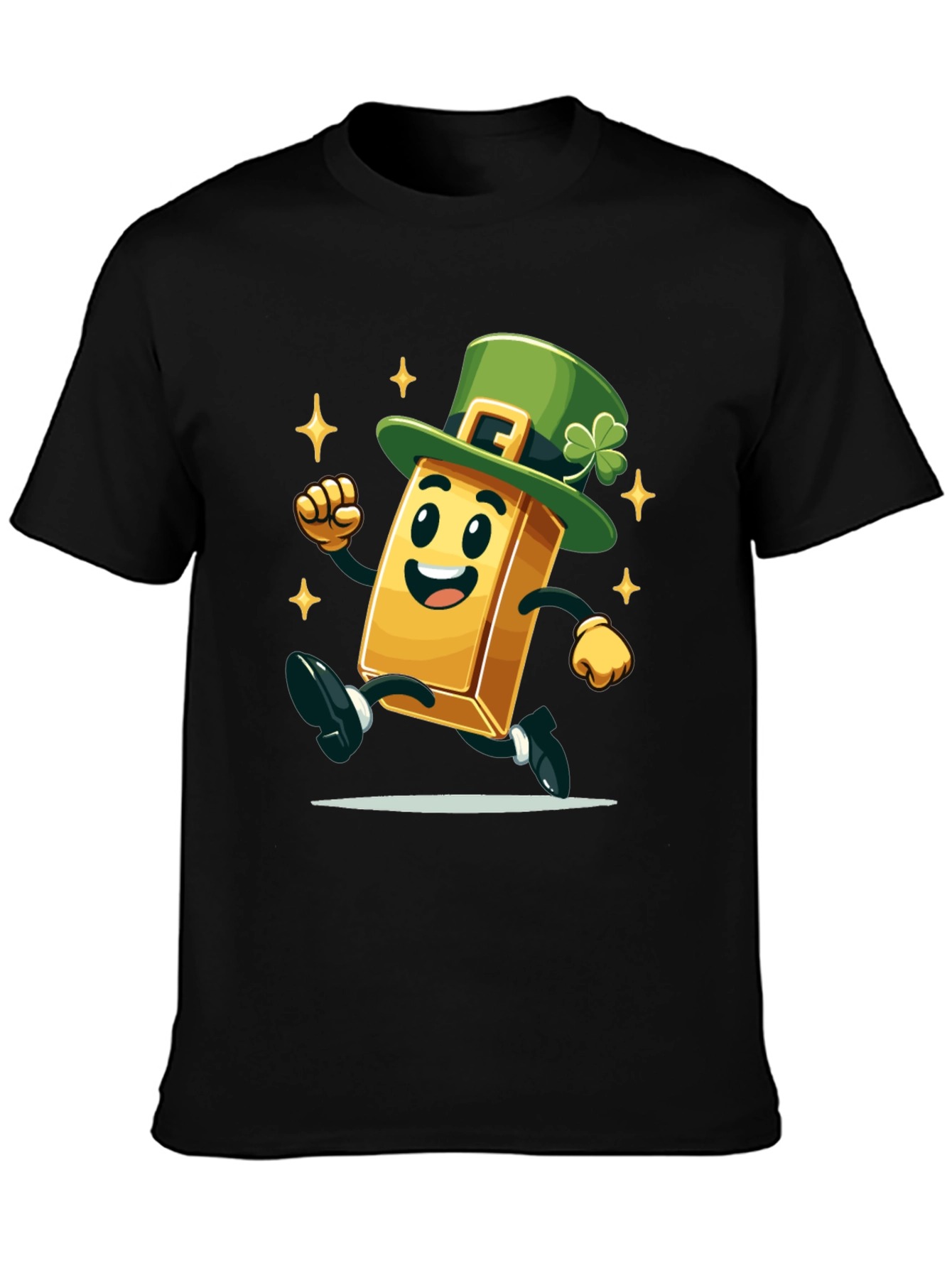 Lucky Gold Bar St. Patricks Day Black T-Shirt