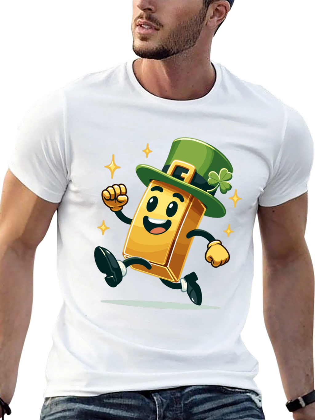 Lucky Gold Bar St. Patricks Day Black T-Shirt