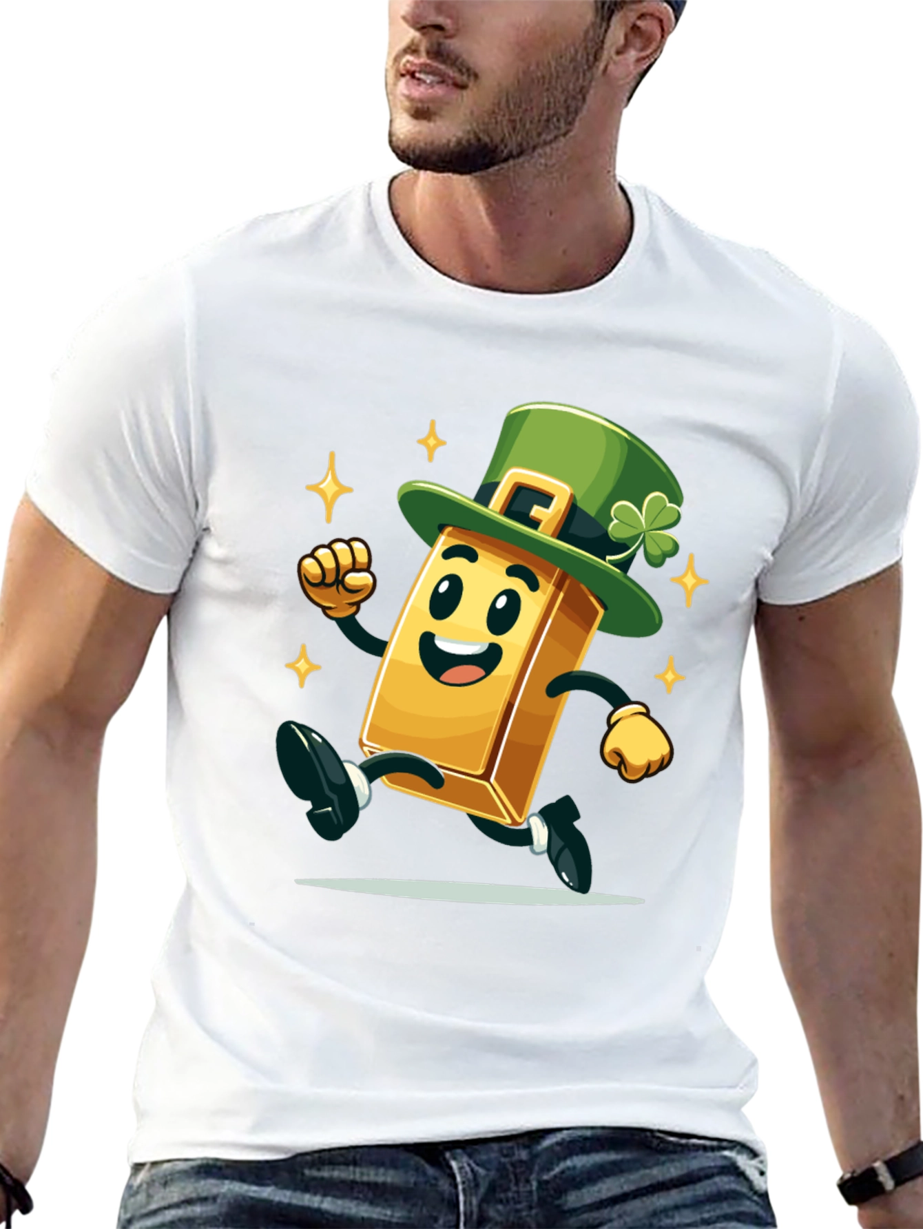 Lucky Gold Bar St. Patricks Day Black T-Shirt