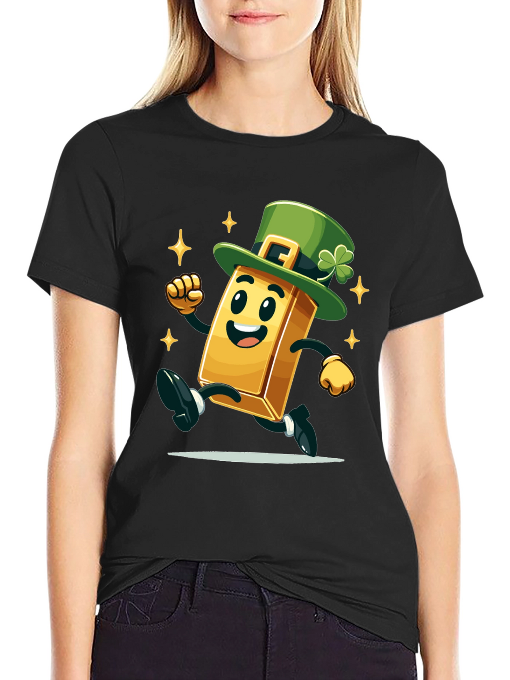 Lucky Gold Bar St. Patricks Day Black T-Shirt