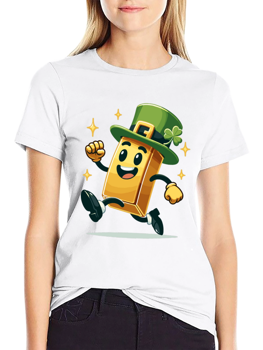 Lucky Gold Bar St. Patricks Day Black T-Shirt