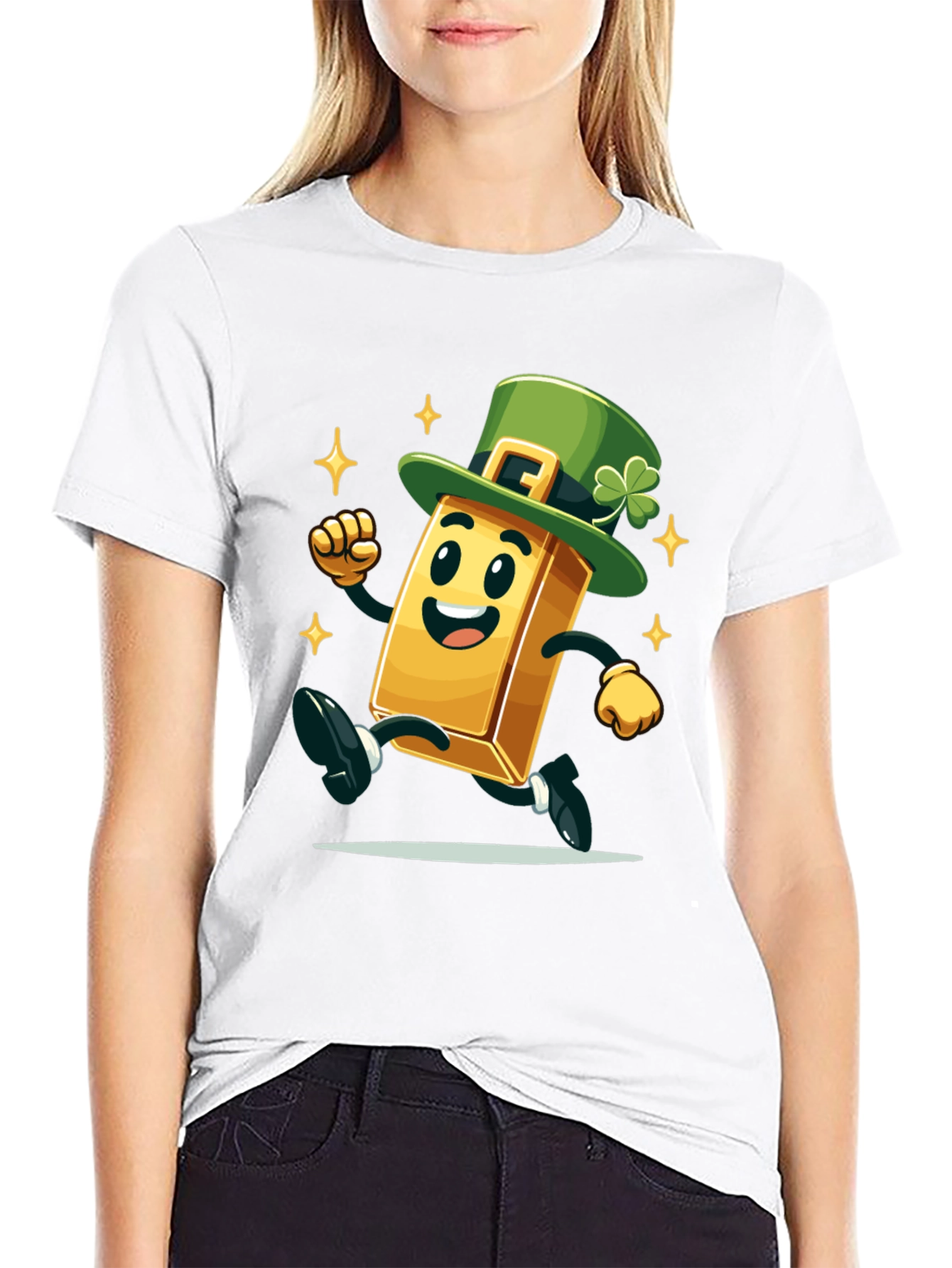 Lucky Gold Bar St. Patricks Day Black T-Shirt