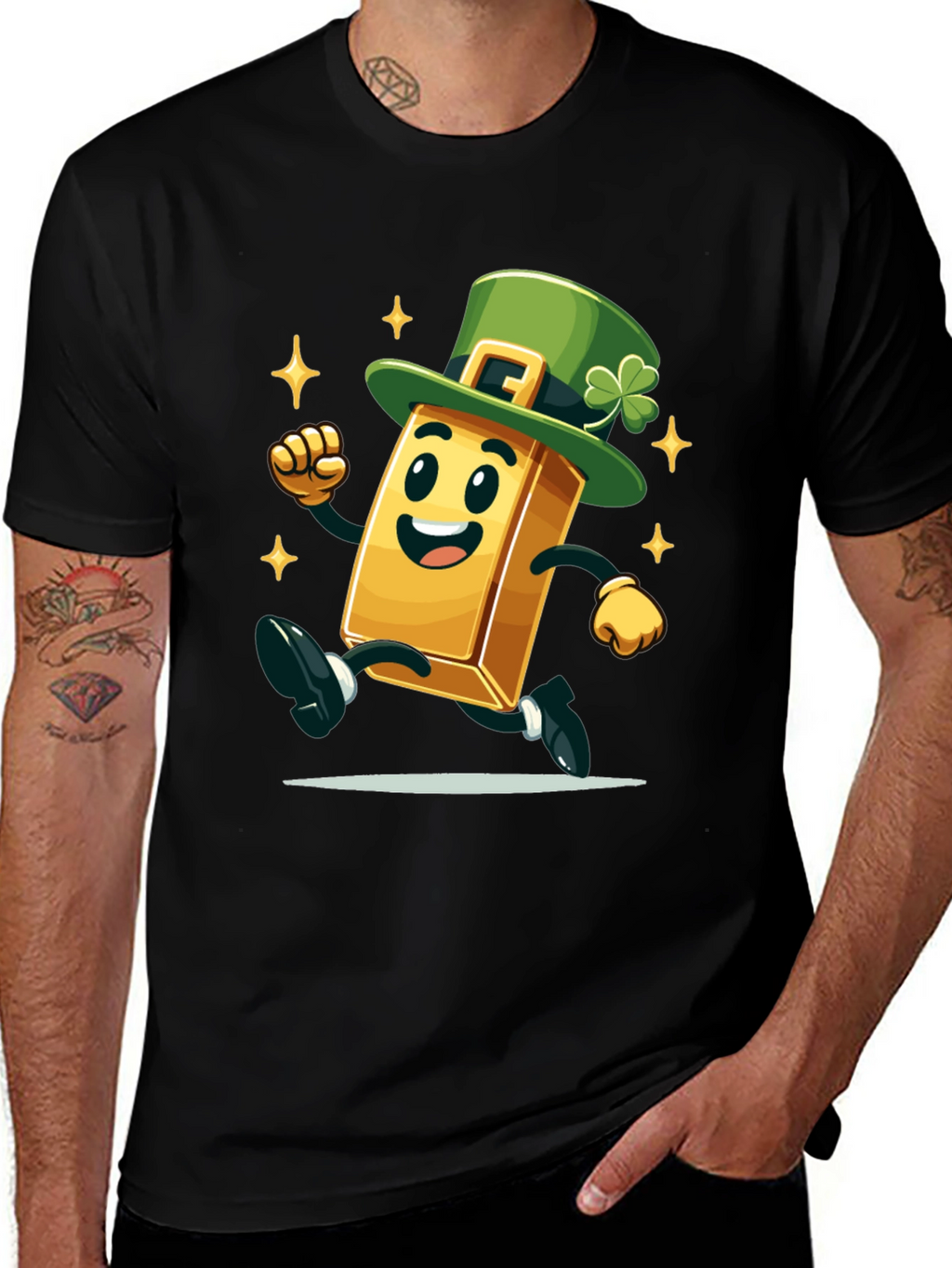 Lucky Gold Bar St. Patricks Day Black T-Shirt