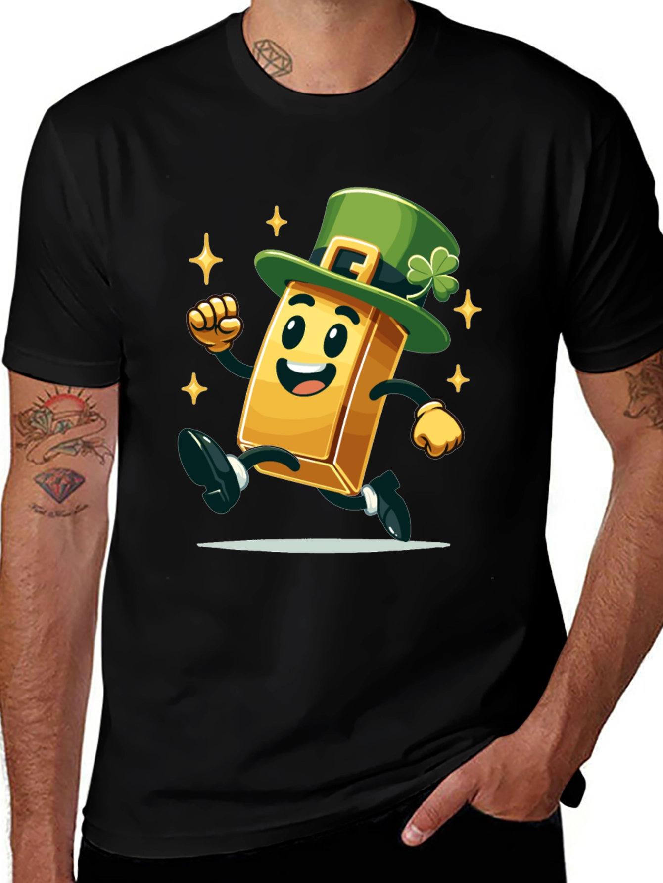 Lucky Gold Bar St. Patricks Day Black T-Shirt