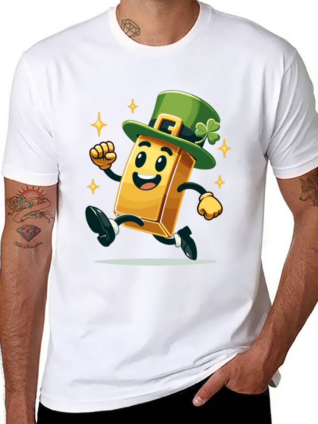 Lucky Gold Bar St. Patricks Day Black T-Shirt