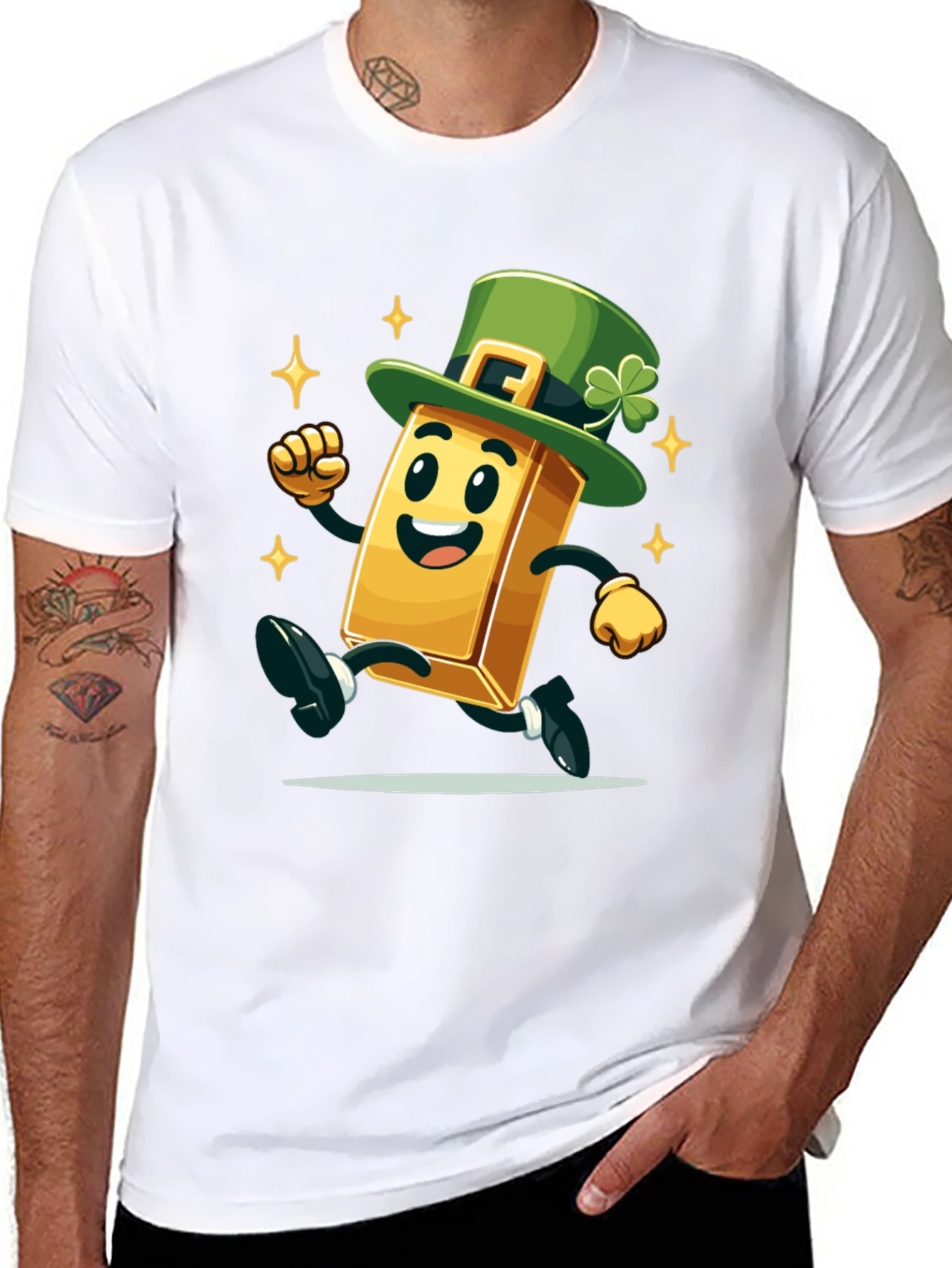 Lucky Gold Bar St. Patricks Day Black T-Shirt