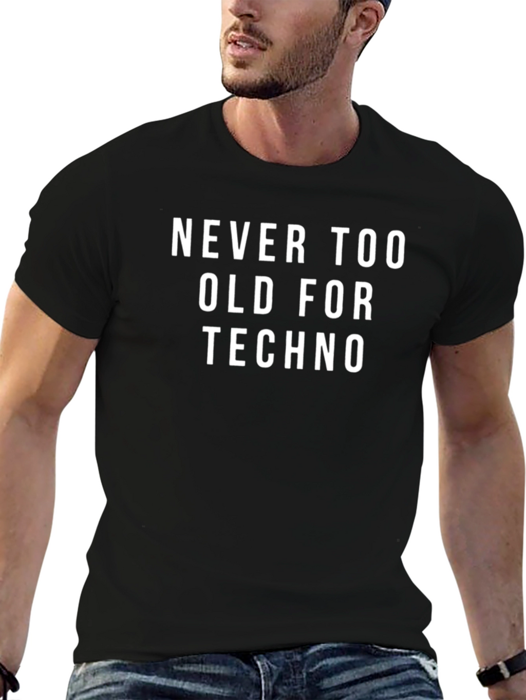 Never Too Old For Techno Black T-Shirt