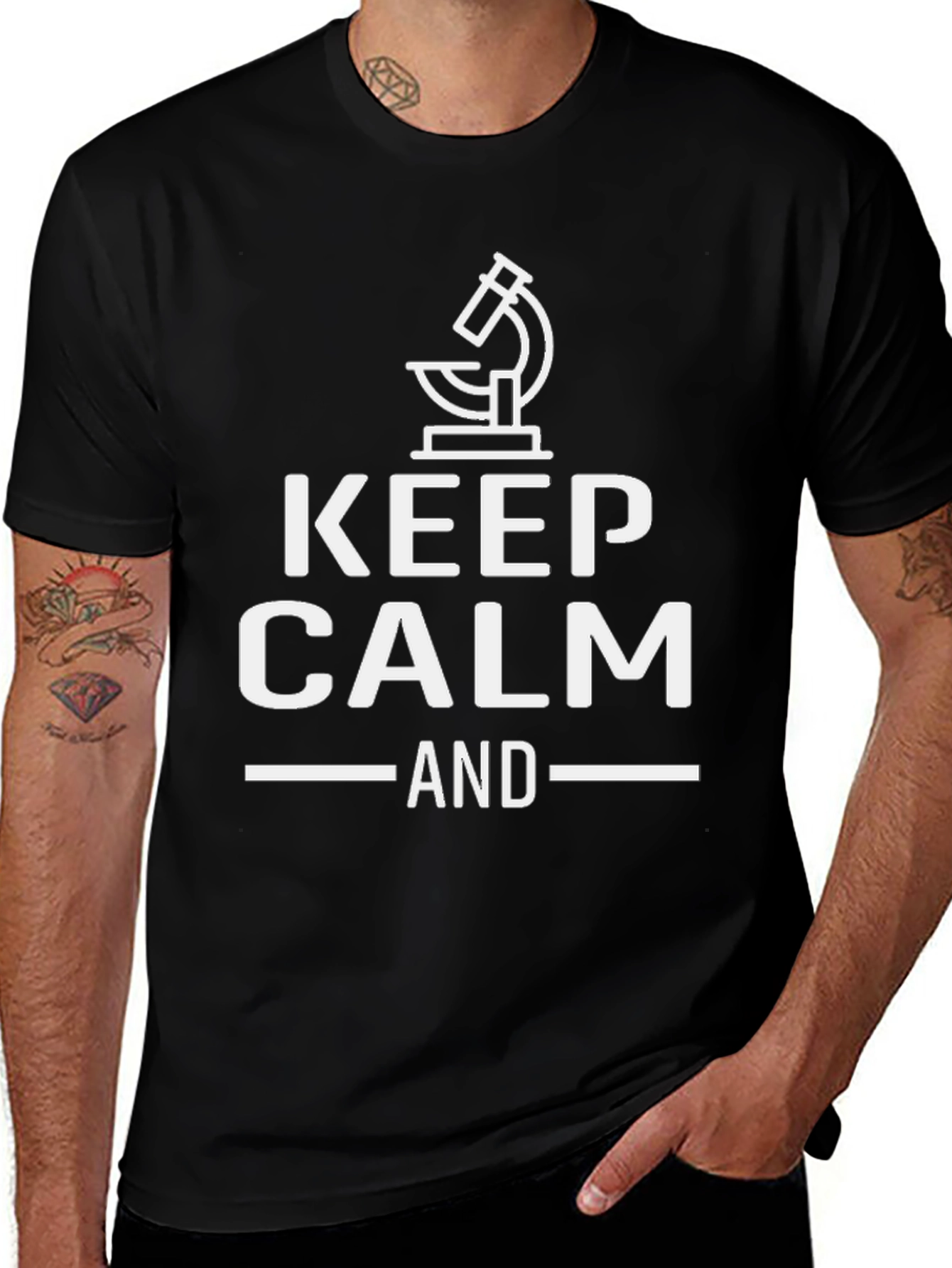 Keep Calm And Microscope Black T-Shirt