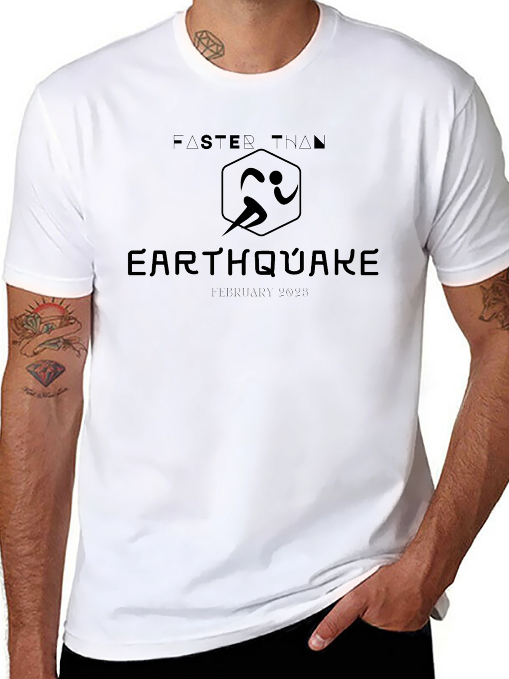 Faster Than Earthquake Black T-Shirt - Running Event