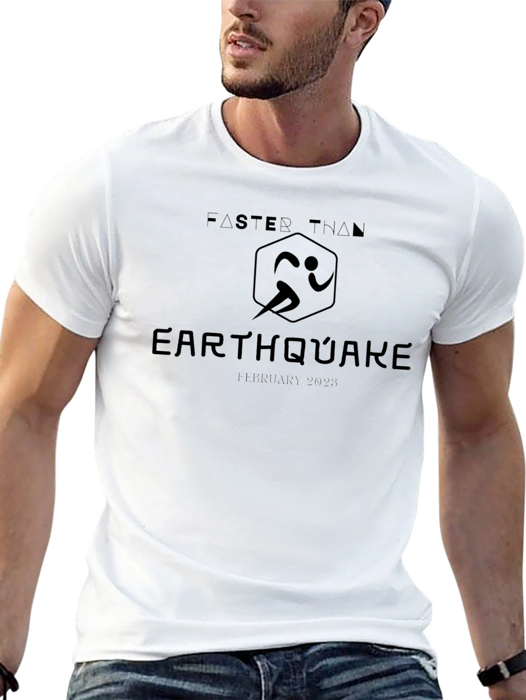 Faster Than Earthquake Black T-Shirt - Running Event