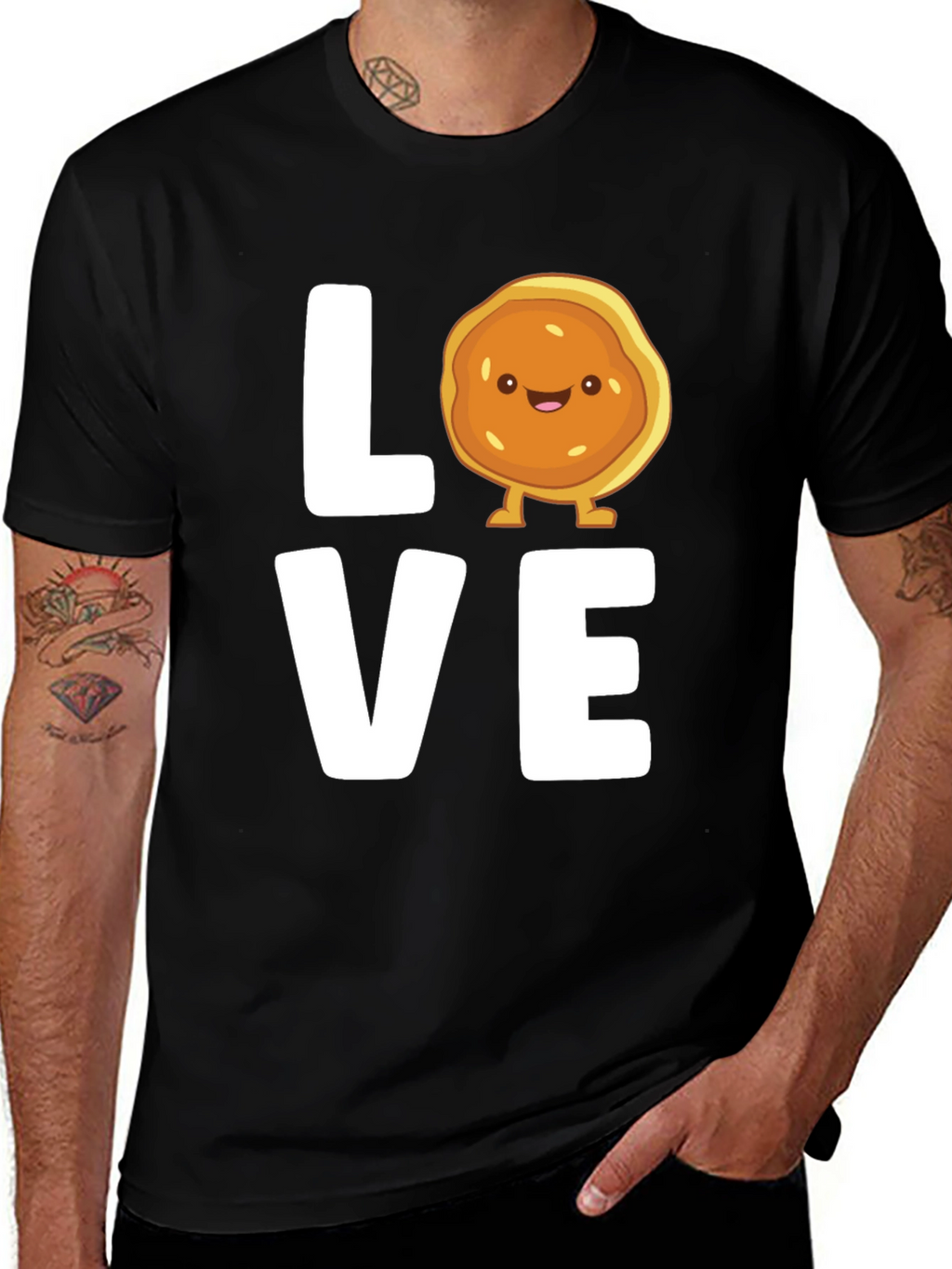 Love Pancake Graphic T-Shirt - Black