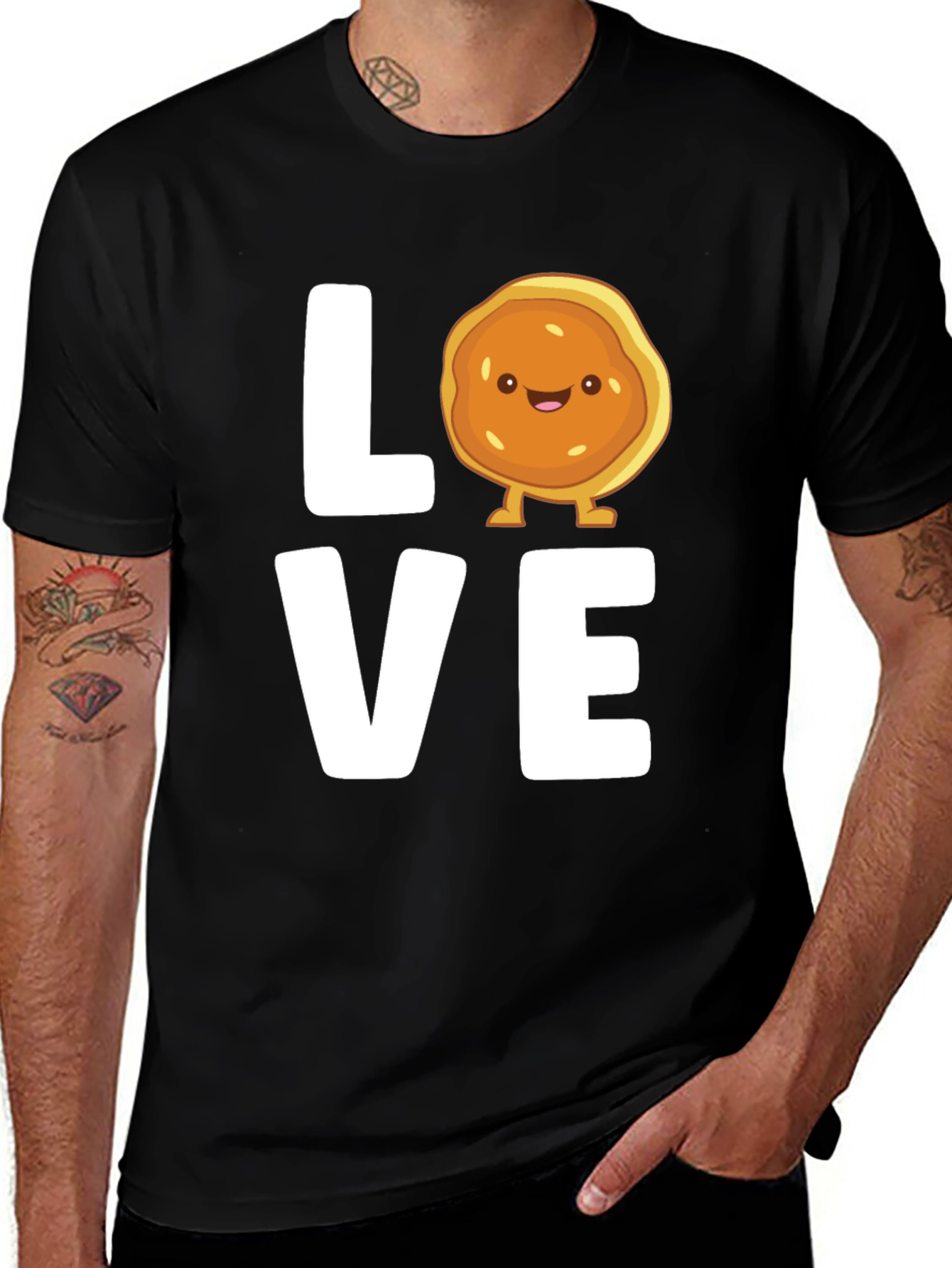 Love Pancake Graphic T-Shirt - Black