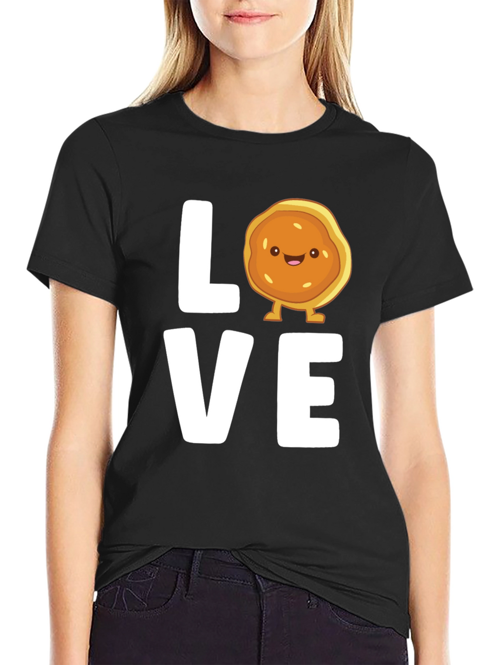 Love Pancake Graphic T-Shirt - Black