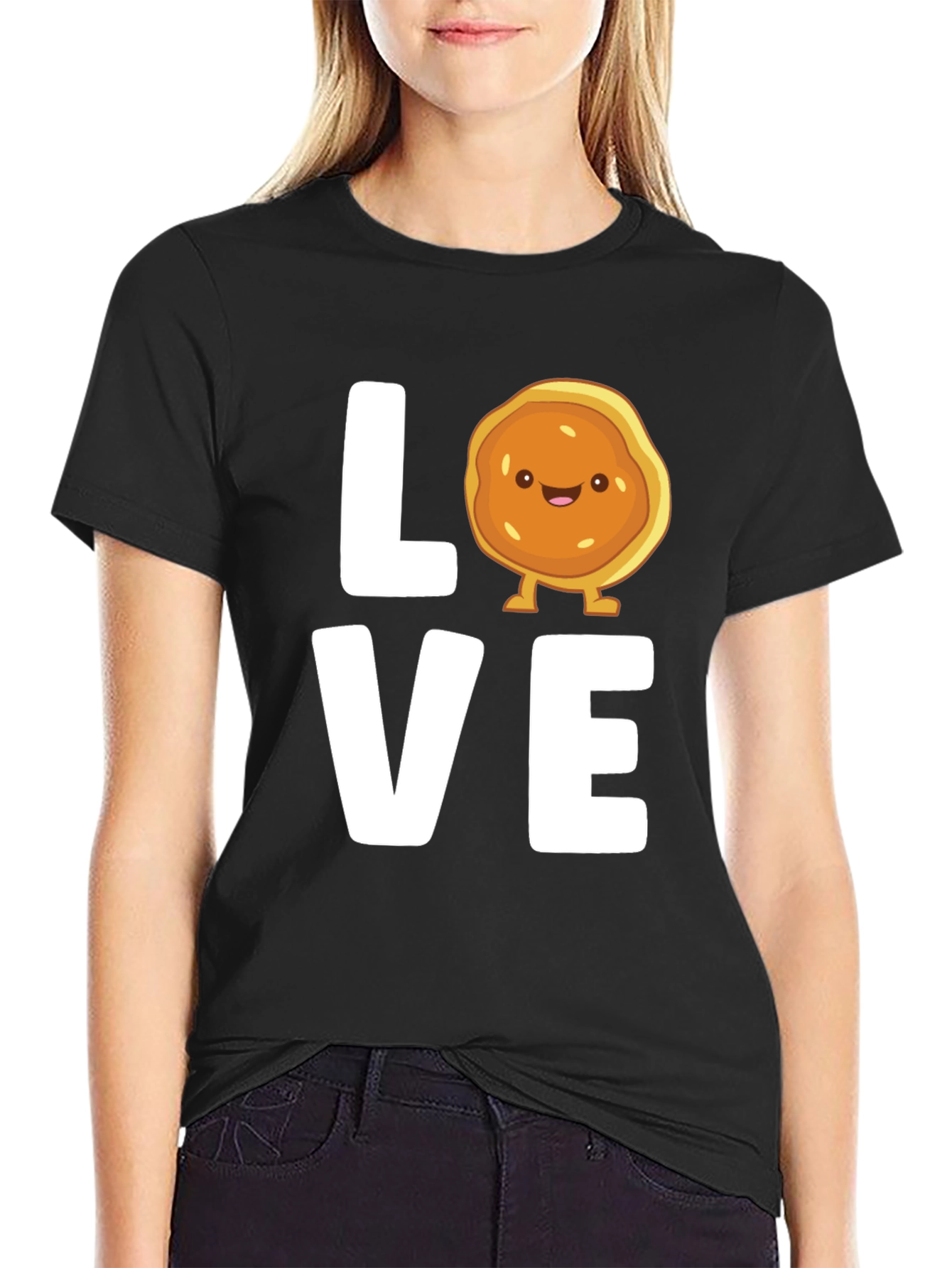 Love Pancake Graphic T-Shirt - Black