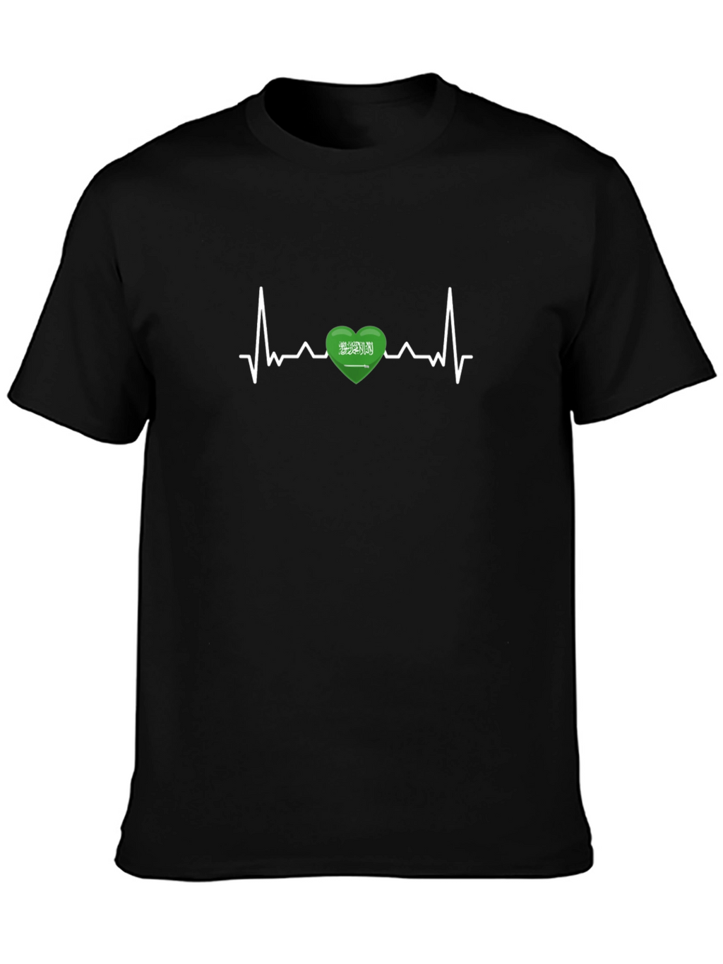 Saudi Arabia Heartbeat Flag T-Shirt - Black