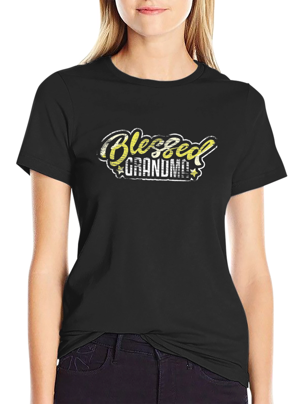 Blessed Grandma Graphic Tee - Black Cotton T-Shirt