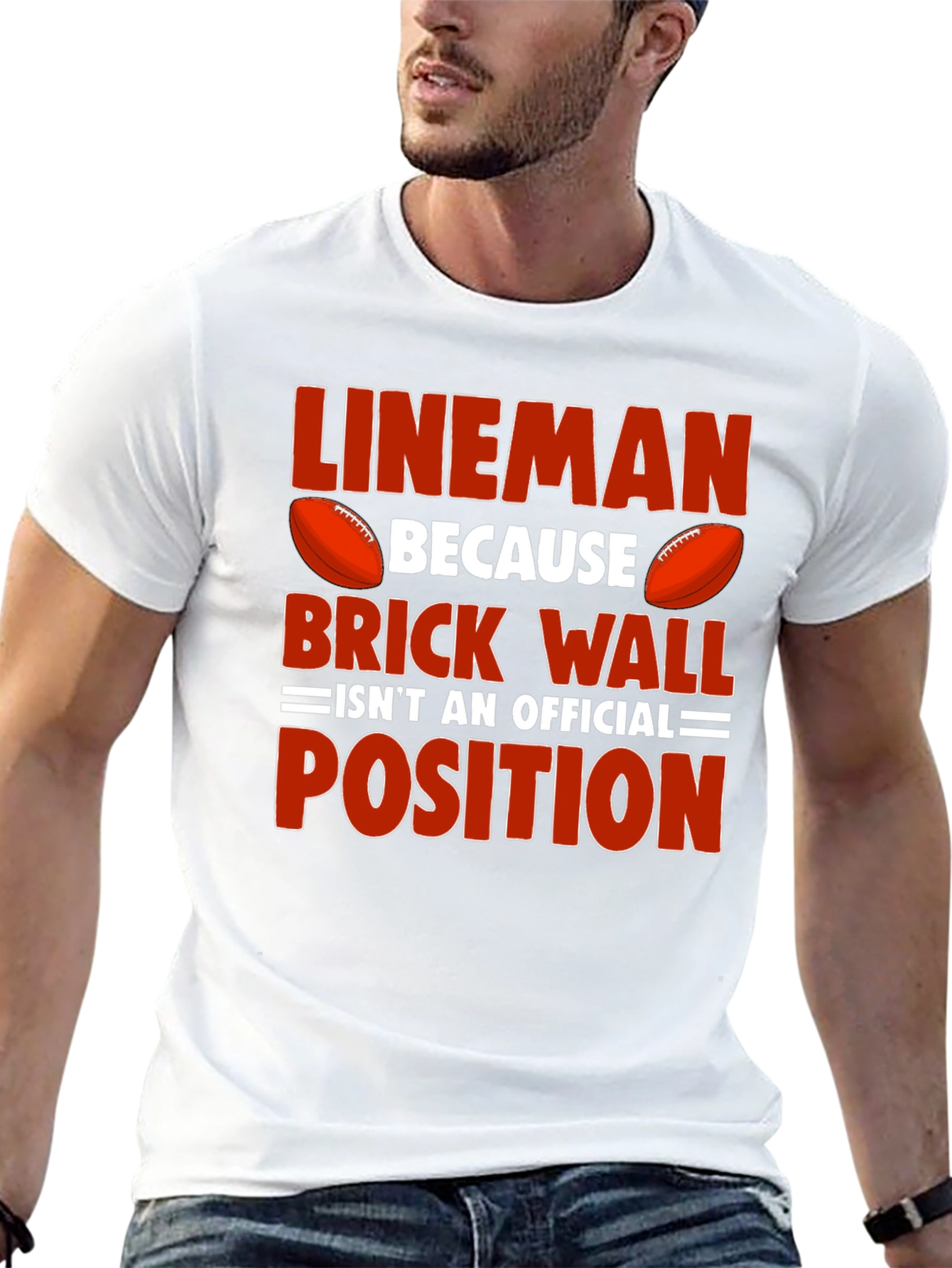 Lineman Football Graphic Tee - Brick Wall Position Shirt