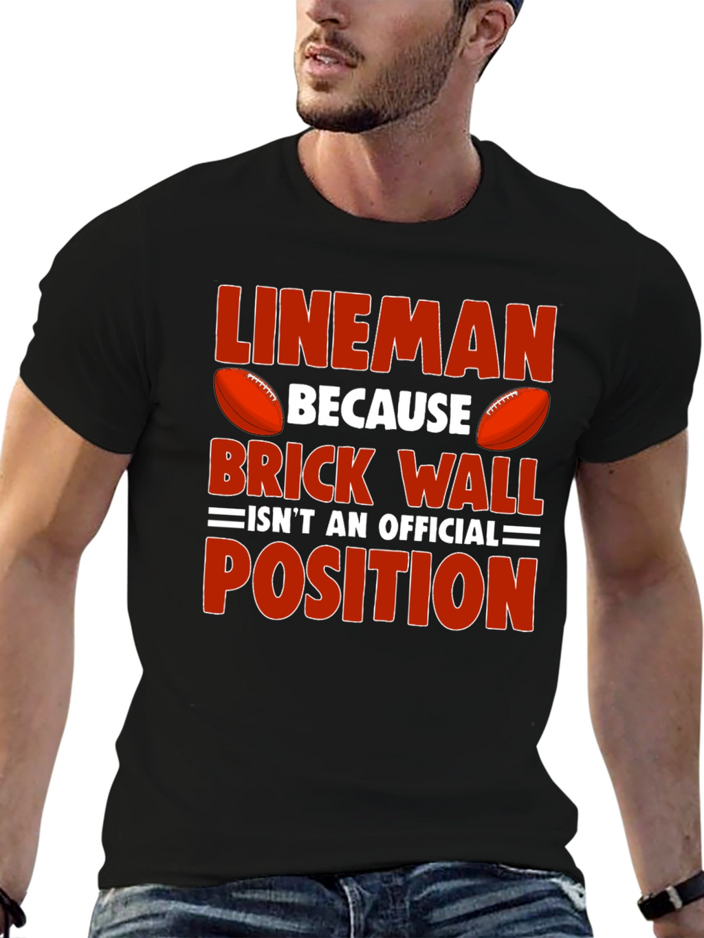 Lineman Football Graphic Tee - Brick Wall Position Shirt