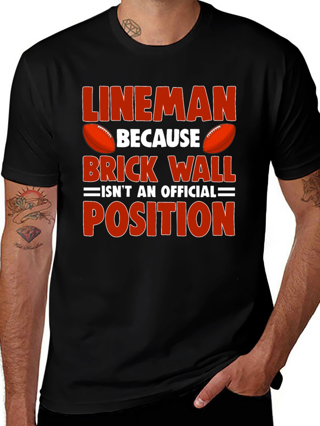 Lineman Football Graphic Tee - Brick Wall Position Shirt
