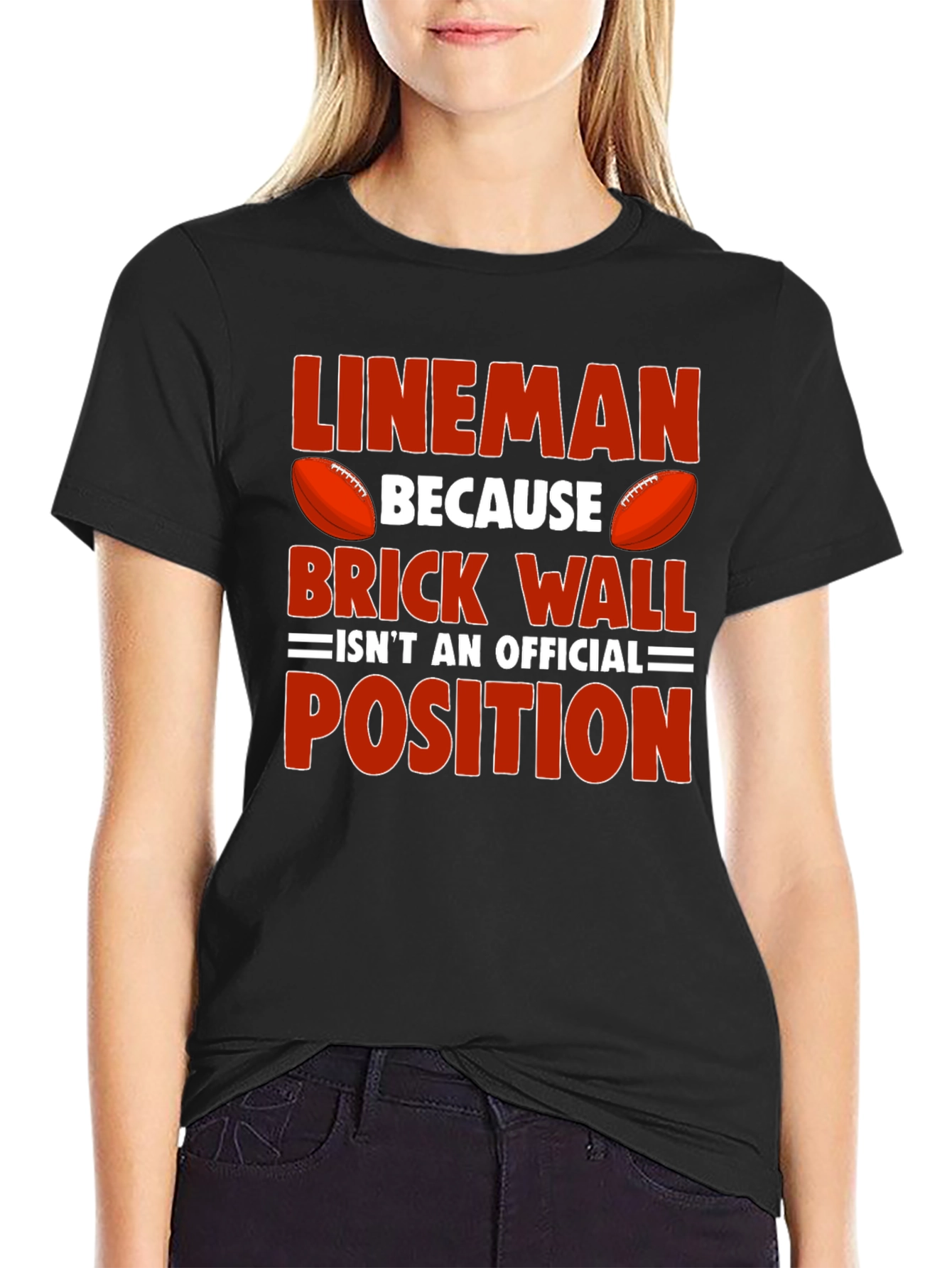 Lineman Football Graphic Tee - Brick Wall Position Shirt