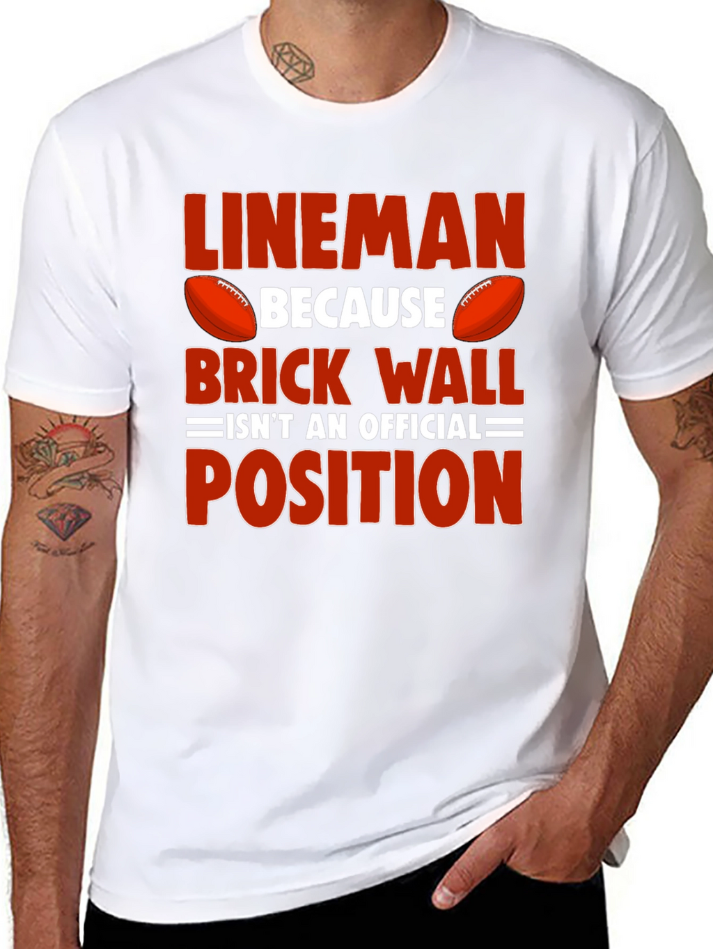 Lineman Football Graphic Tee - Brick Wall Position Shirt