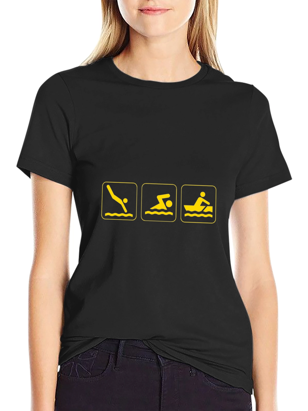 Swimming Triathlon Black T-Shirt