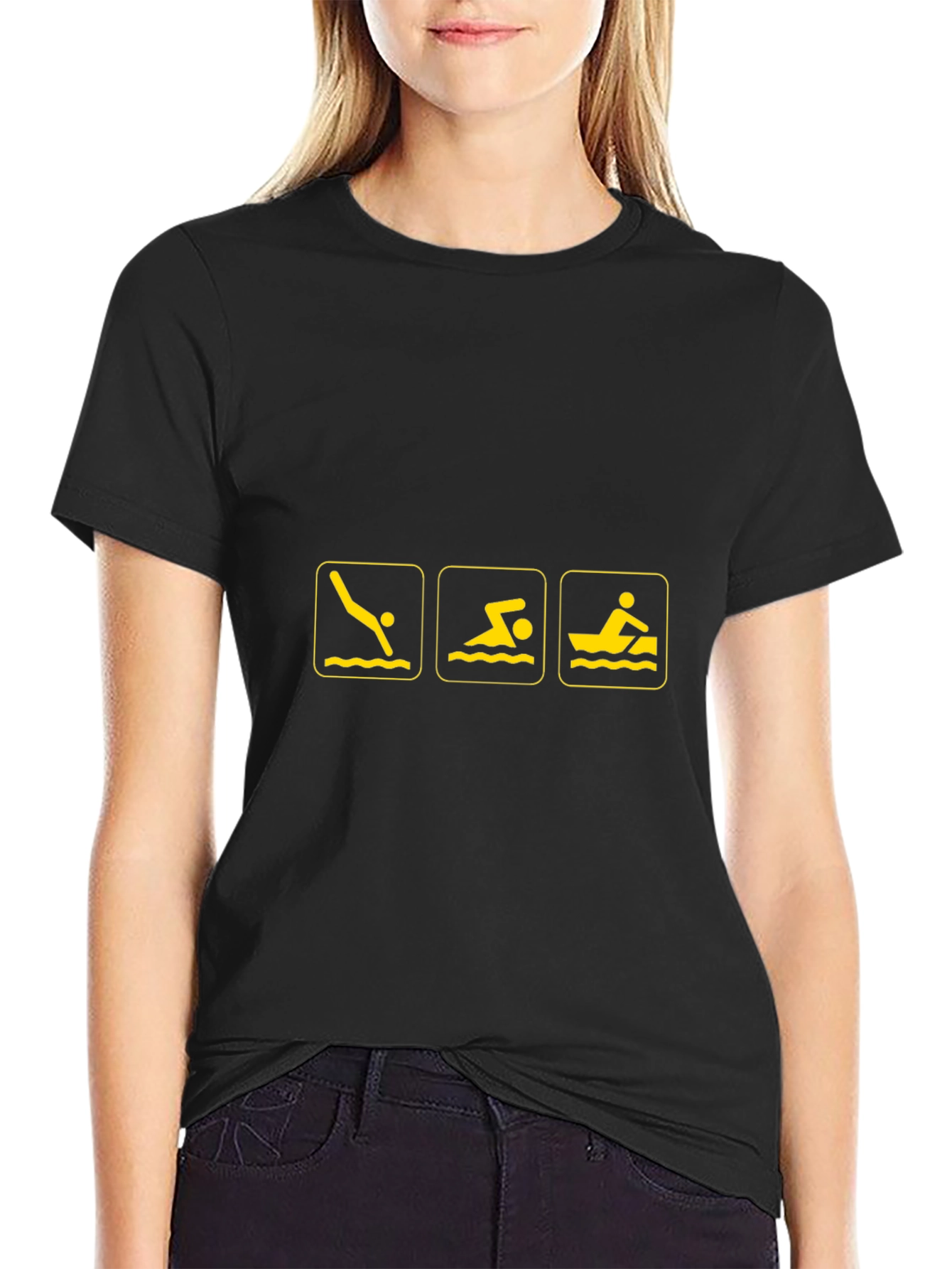 Swimming Triathlon Black T-Shirt