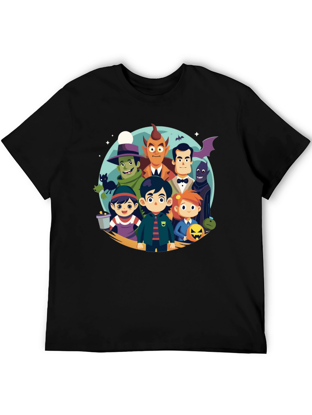 Cartoon Monster Squad Black T-Shirt