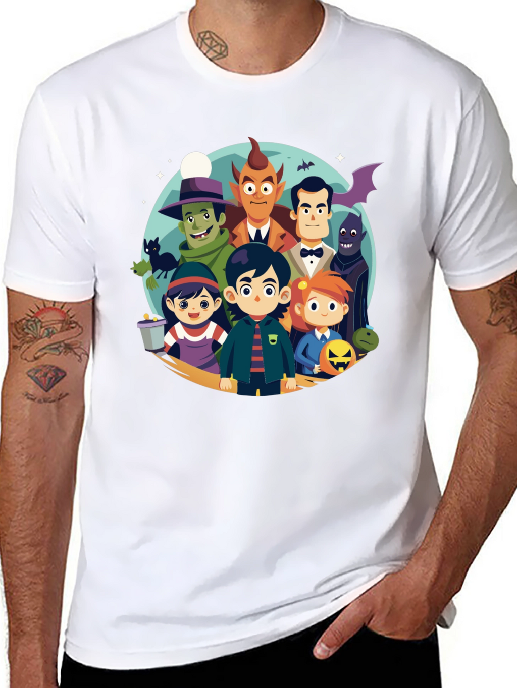 Cartoon Monster Squad Black T-Shirt