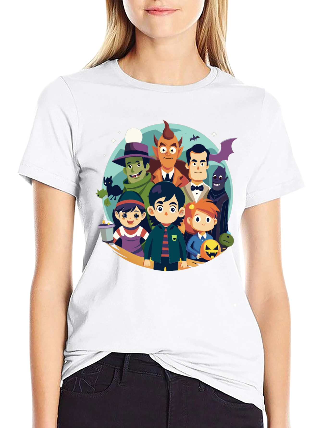 Cartoon Monster Squad Black T-Shirt