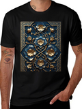Floral Embossed Black T-Shirt