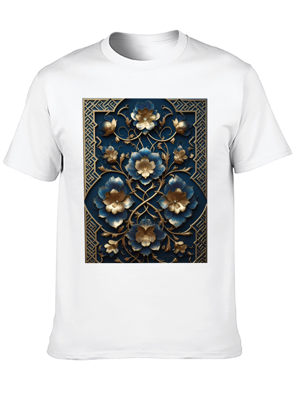 Floral Embossed Black T-Shirt