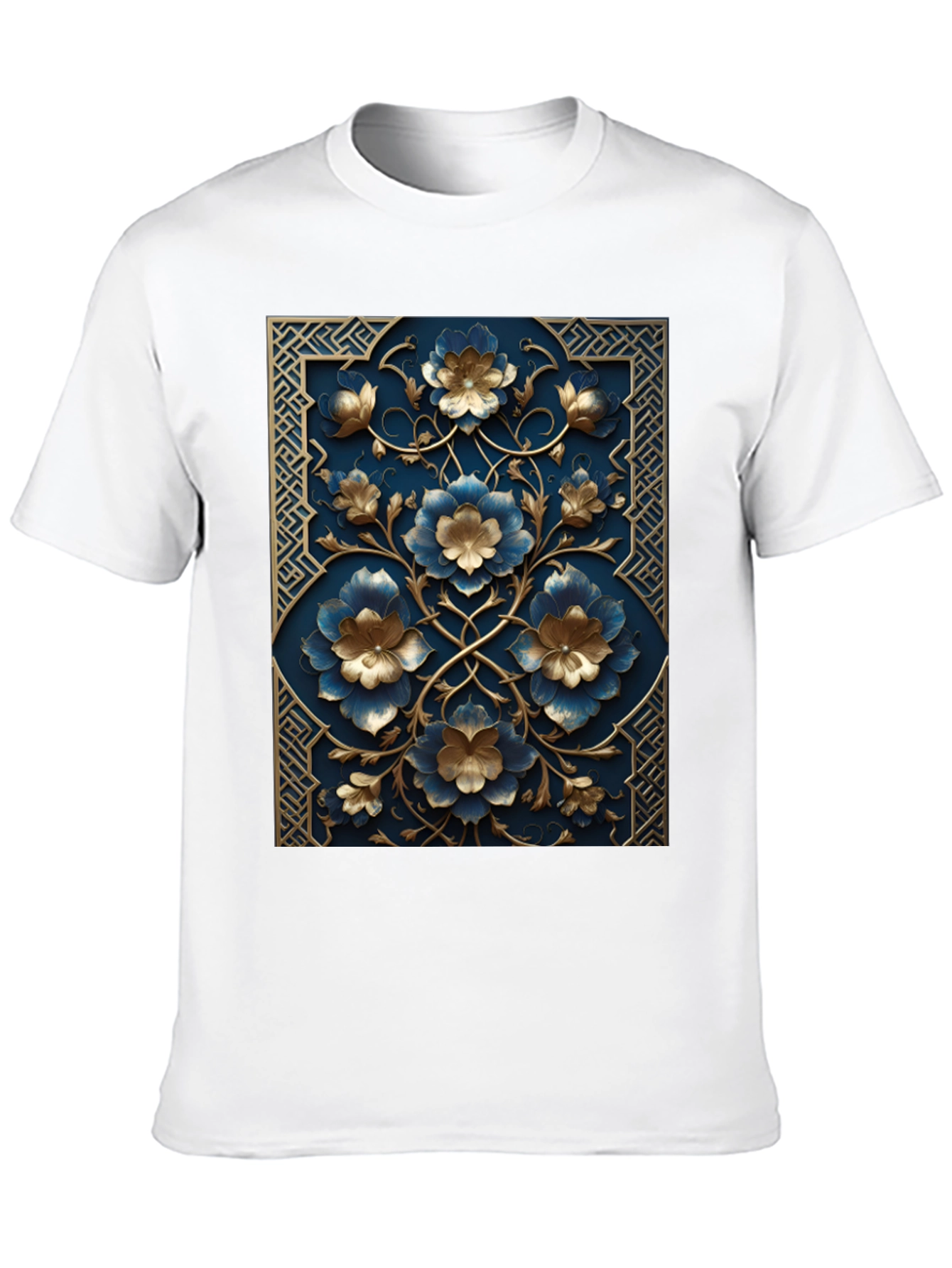 Floral Embossed Black T-Shirt