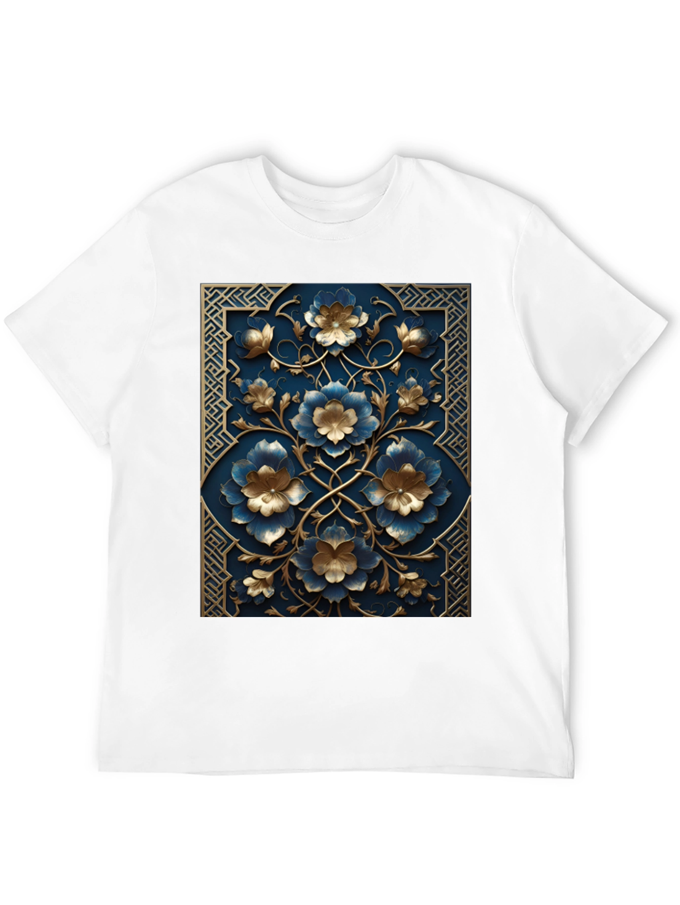 Floral Embossed Black T-Shirt