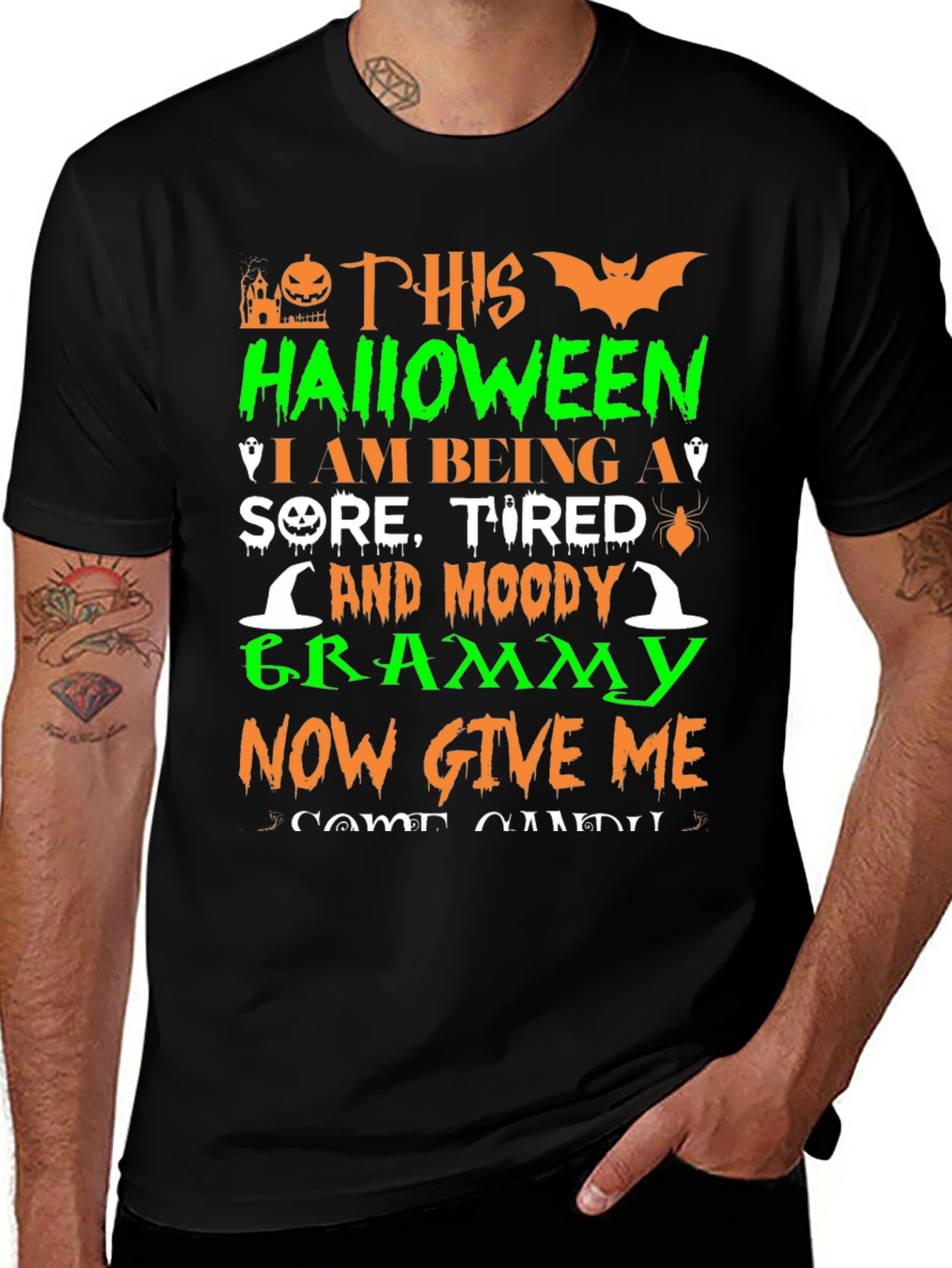Halloween Sore Grammy Black T-Shirt