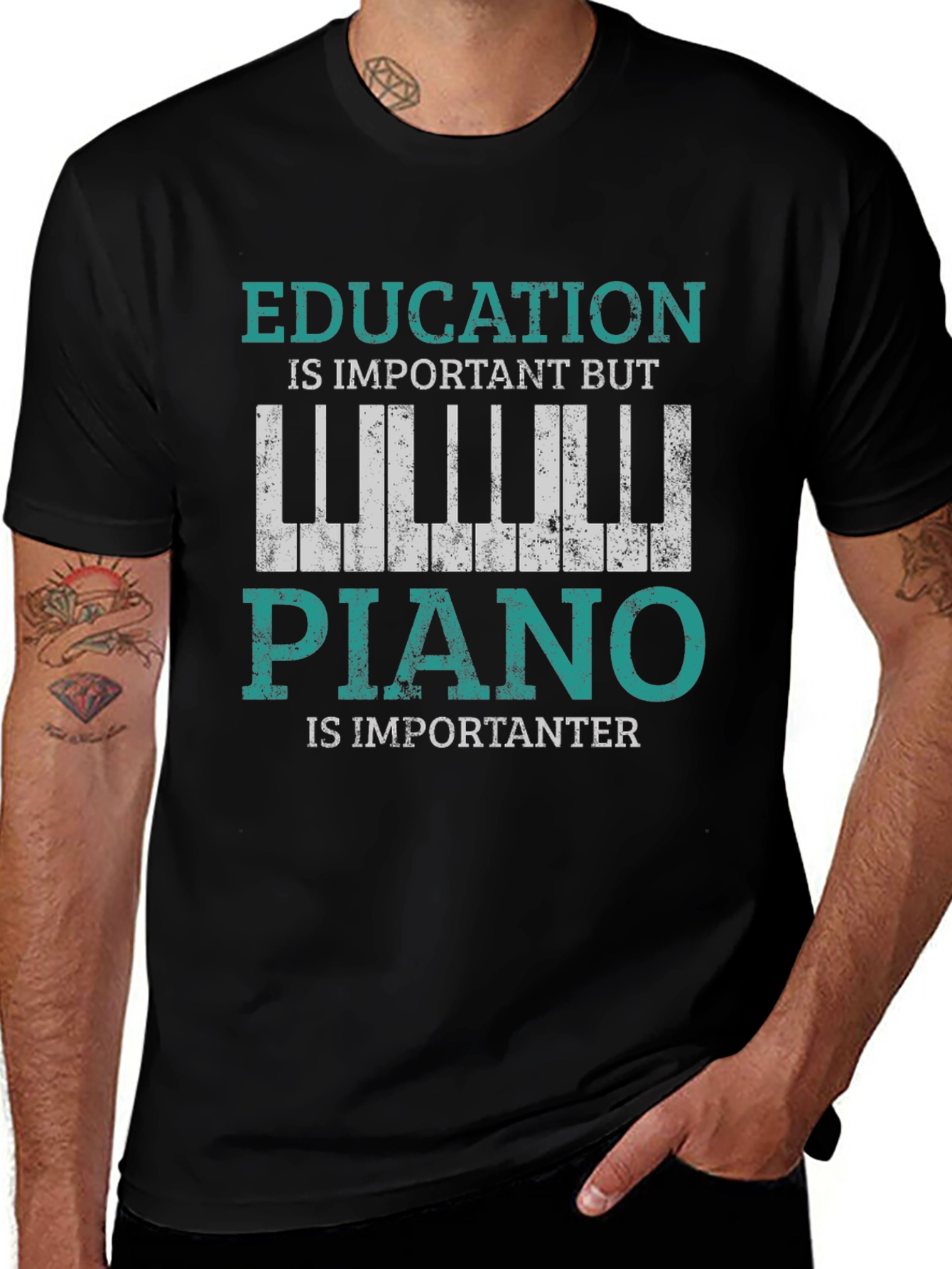Education vs Piano T-Shirt