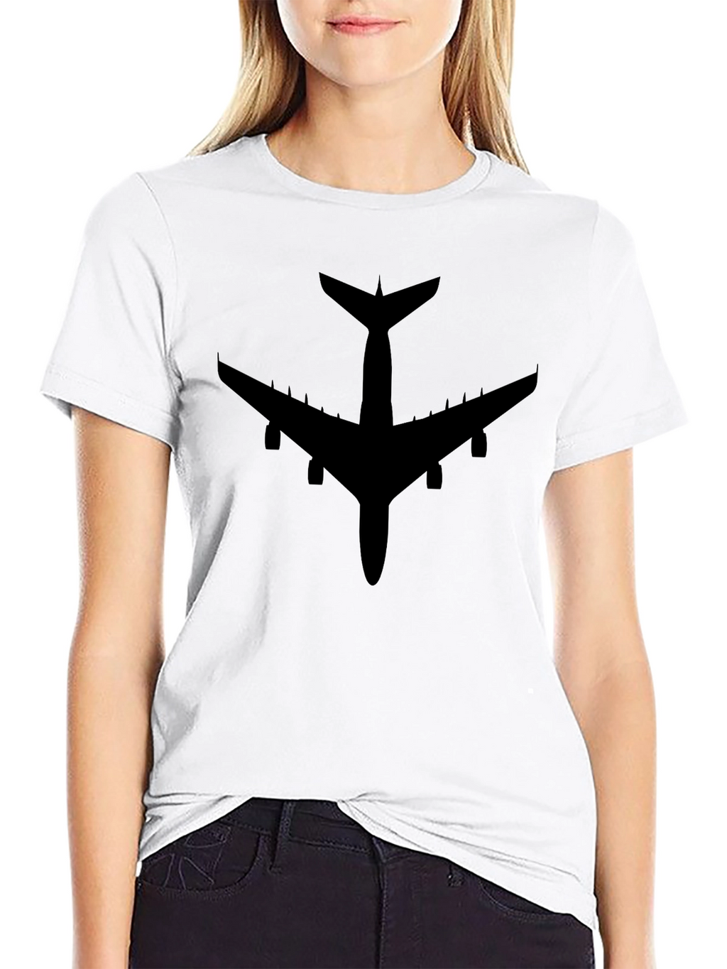 Airplane Silhouette Black T-Shirt